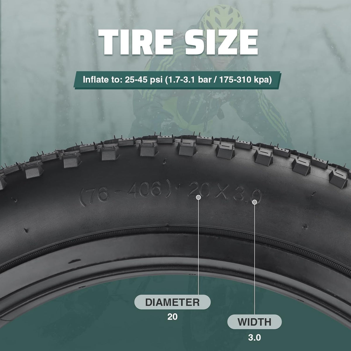 20x3.0 Inch E-Bike Tire - Anti-Puncture Fatbike Tire for Mountain & City Bikes