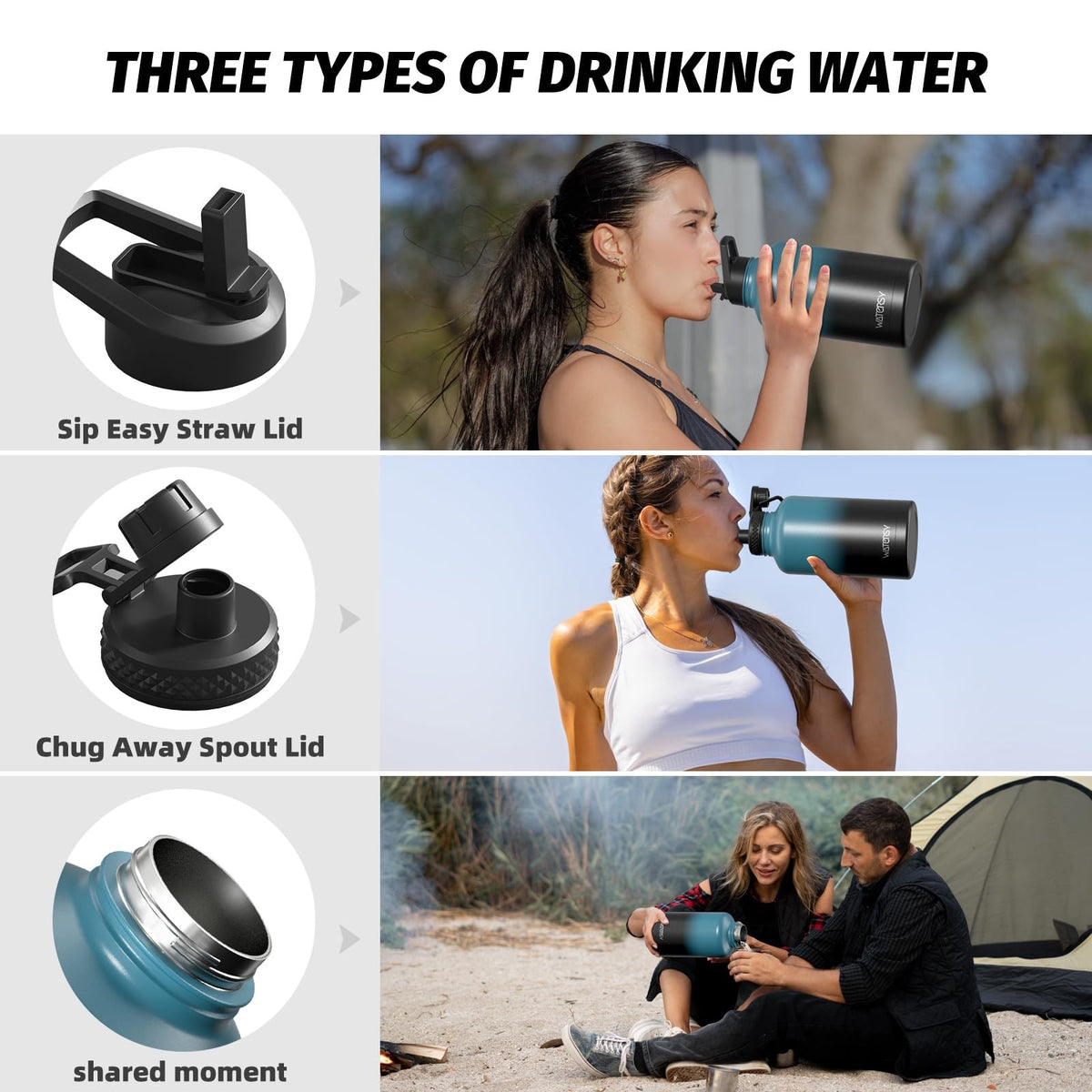 64oz Insulated Water Bottle - Keeps Drinks Cold 48H BPA-Free Stainless Steel