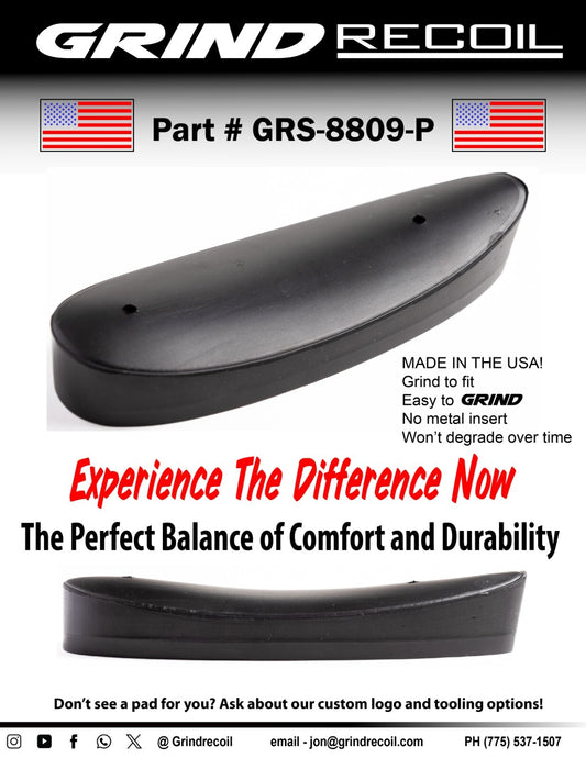 Grind-to-Fit Recoil Pad No Metal Insert Black Made in USA