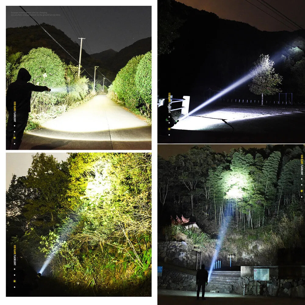 Super Bright Rechargeable LED Flashlight 90000 Lumens Tactical Torch with Zoom