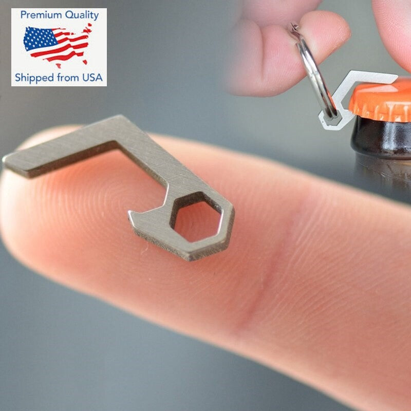 2 Pack Mini Stainless Steel Bottle Opener Keychains - Lightweight & Portable