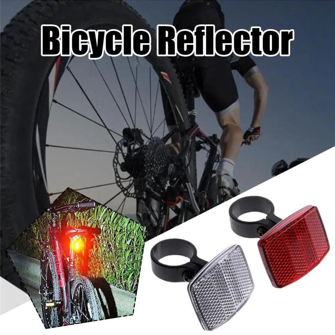 Bike Reflector Set Front White & Rear Red Safety Warning Lights