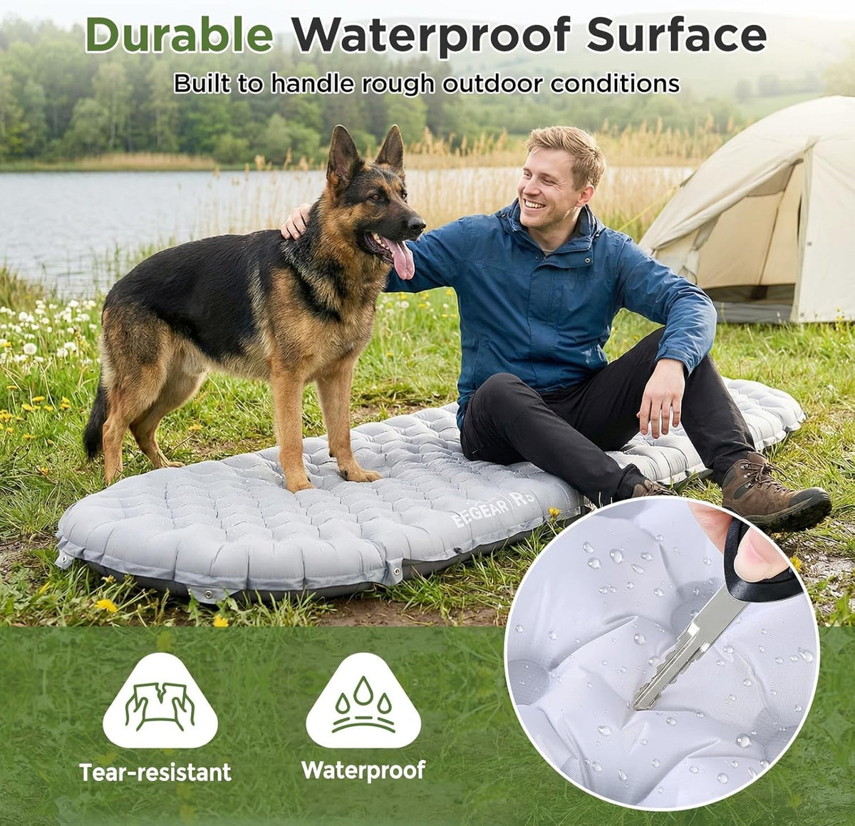 Ultralight Camping Sleeping Pad with 9 R-Value, 4-Inch Thick