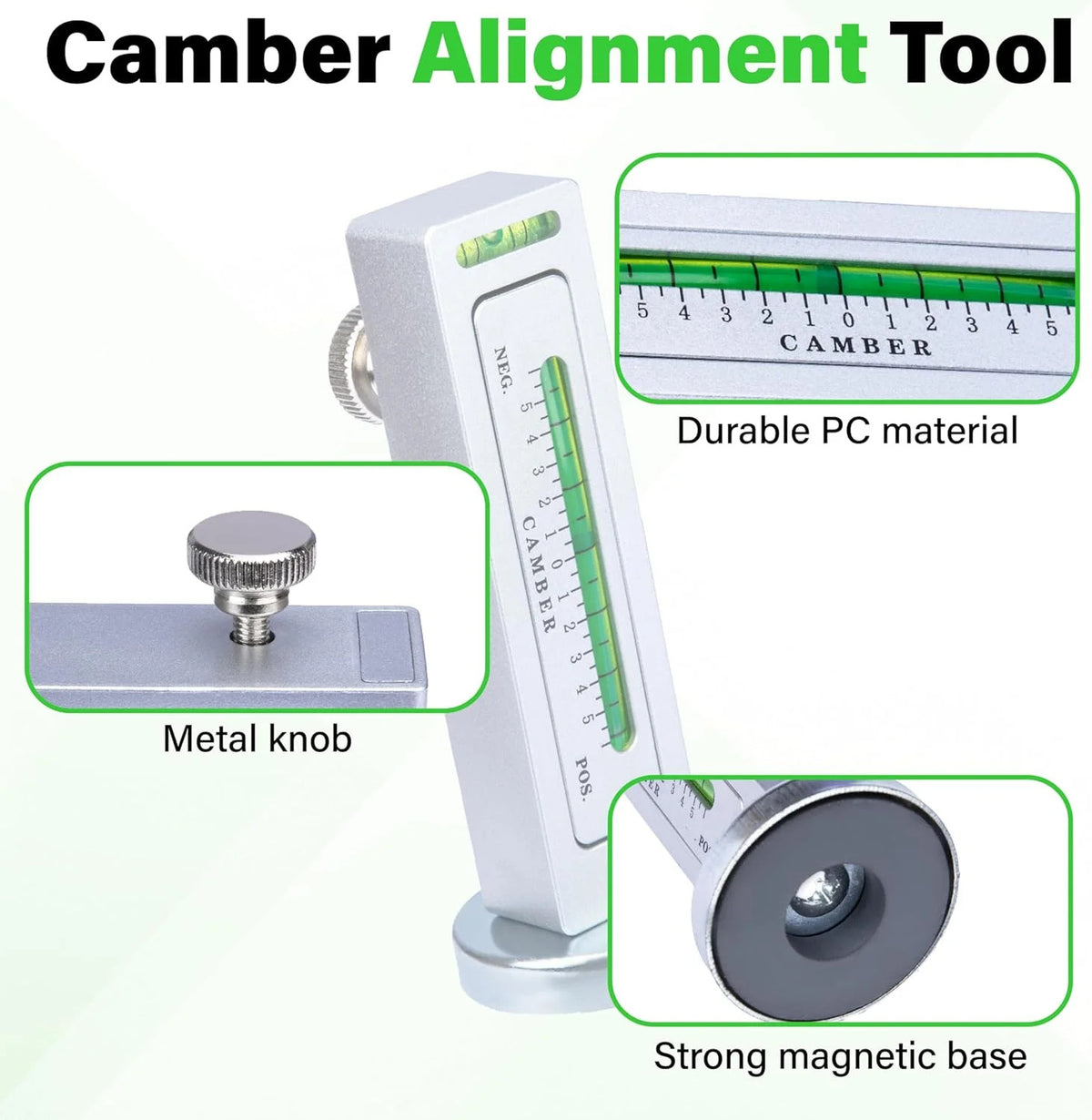 Universal Camber Alignment Tool with Magnetic Base for Vehicle Wheel Alignment
