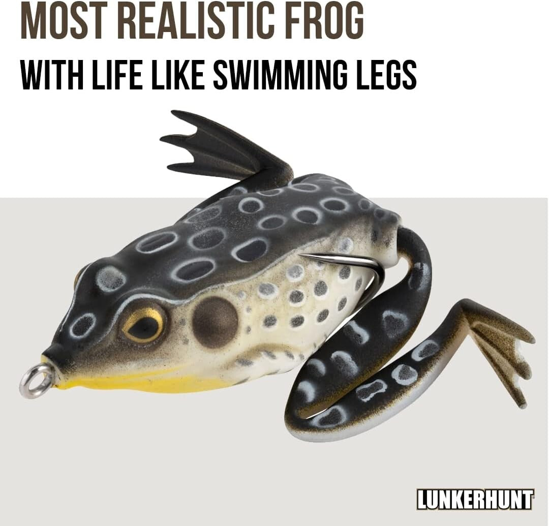 3 Pack Frog Fishing Lures 1.75" Croaker Color Topwater Weedless Bait