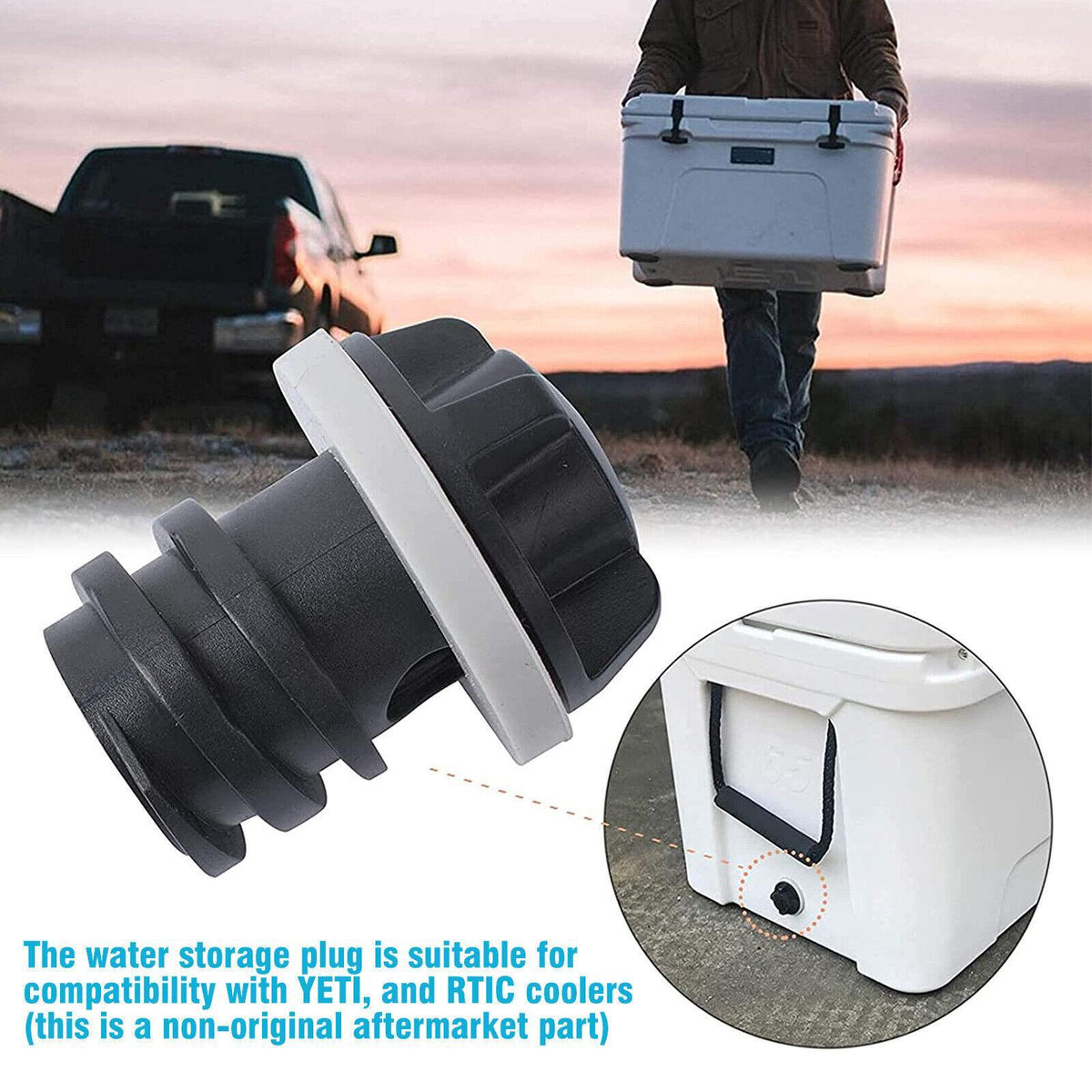 Leak-Proof Replacement Drain Plugs for YETI & RTIC Coolers - 2 Pack