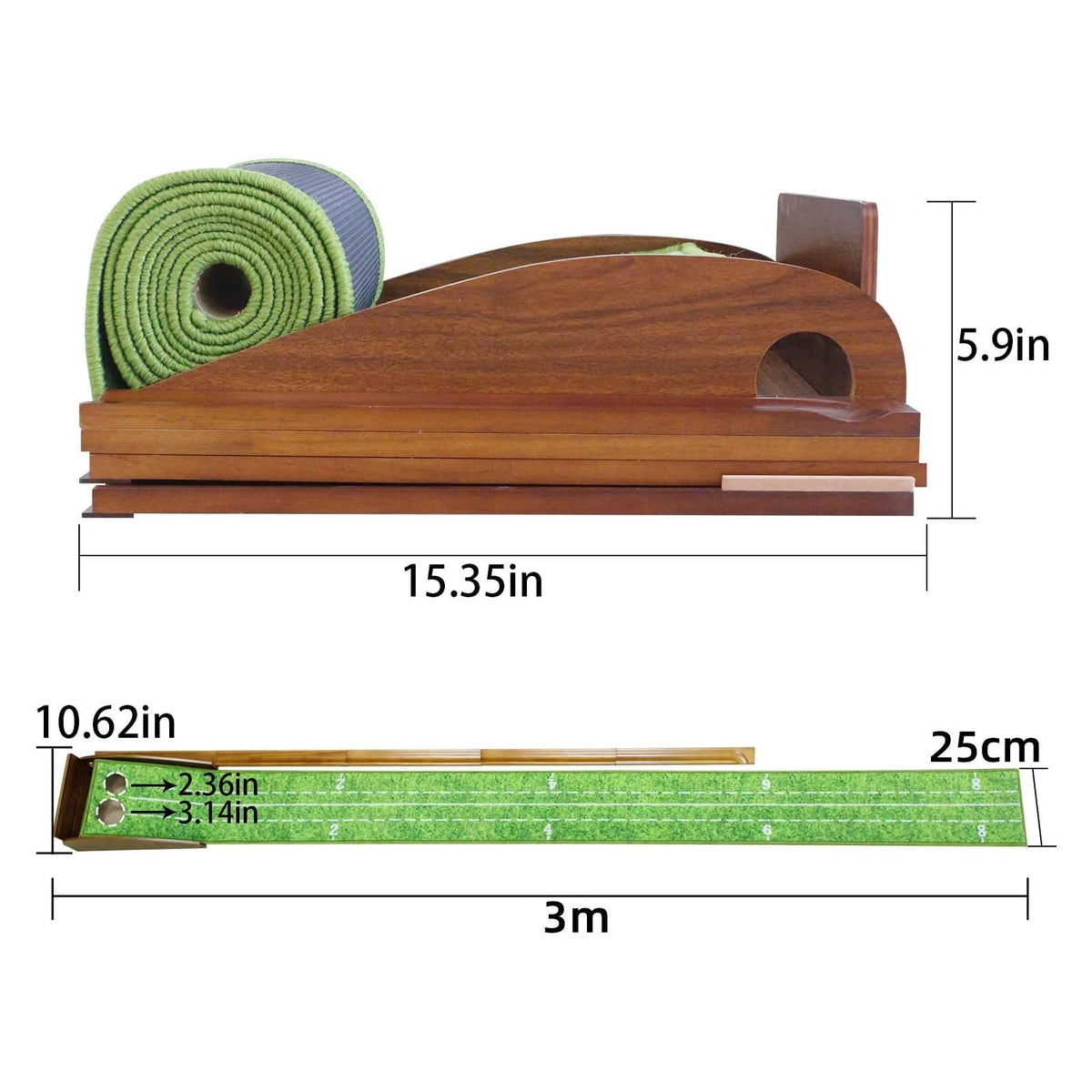 Golf Putting Mat 9.265 Ft Indoor & Outdoor Practice Green with Ball Return System