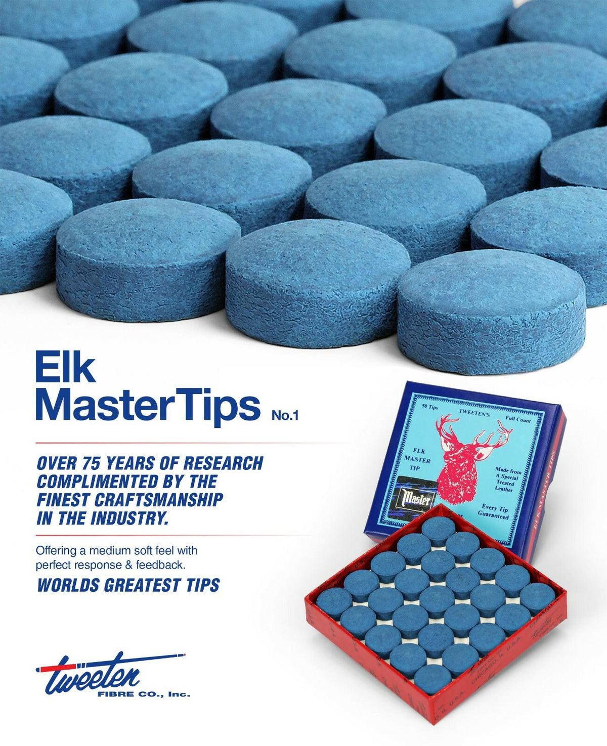 Elk Master Billiard Cue Tips - Soft Hardness, Multiple Diameters
