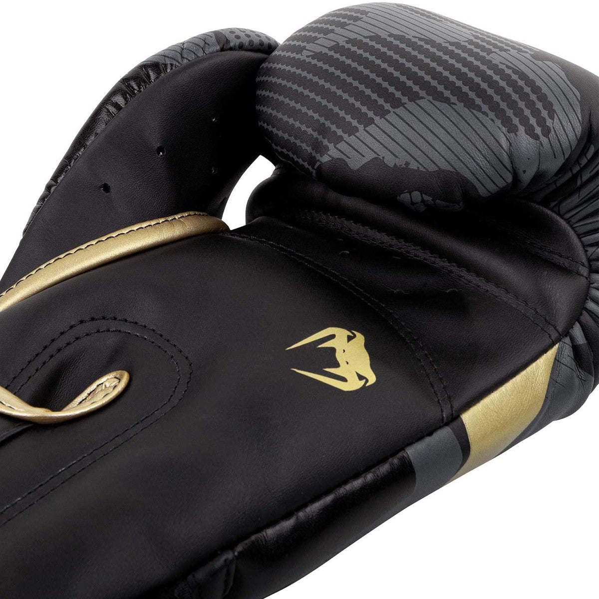 Training Boxing Gloves with Hook and Loop Closure - Dark Camo & Gold