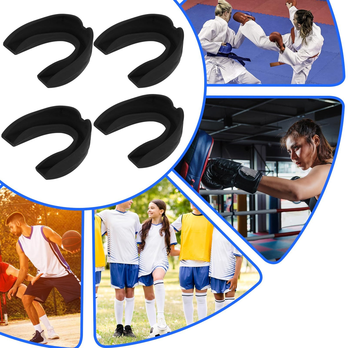 4 Pack Sports Mouth Guards Athletic Teeth Protector for Boxing Football Soccer