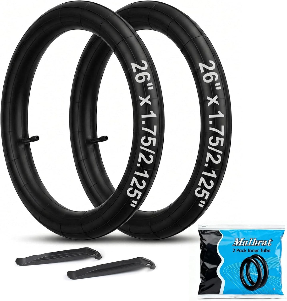 2 Pack 26-inch Bike Inner Tubes 1.75-2.125 with Schrader Valve - Durable & Puncture-Resistant