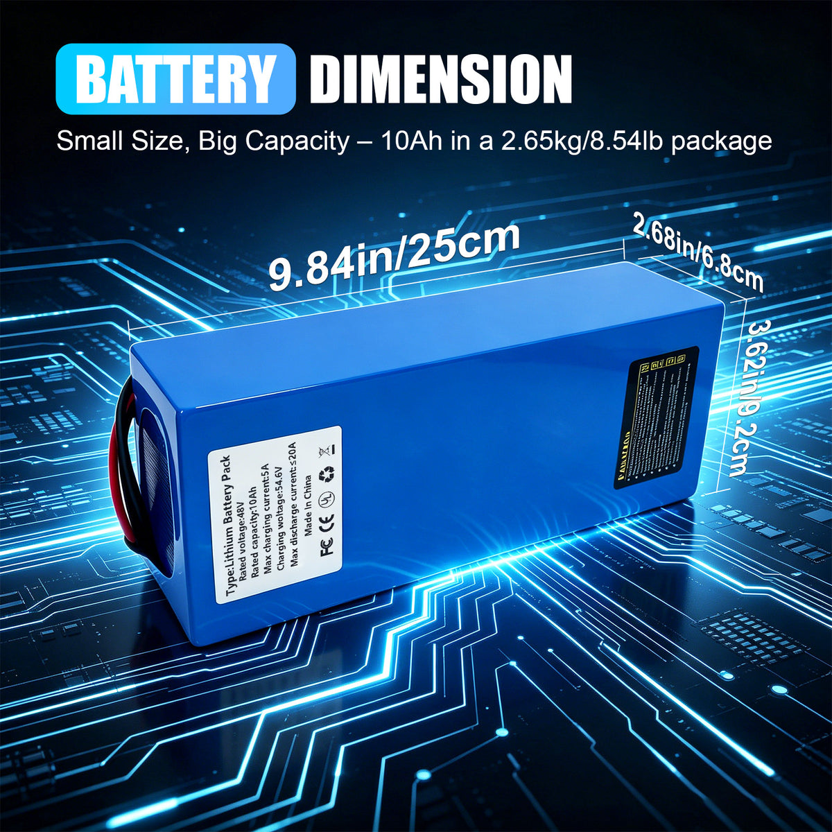 Lithium Battery Pack for E-bike Motors 36V/48V 10-20Ah Power Supply