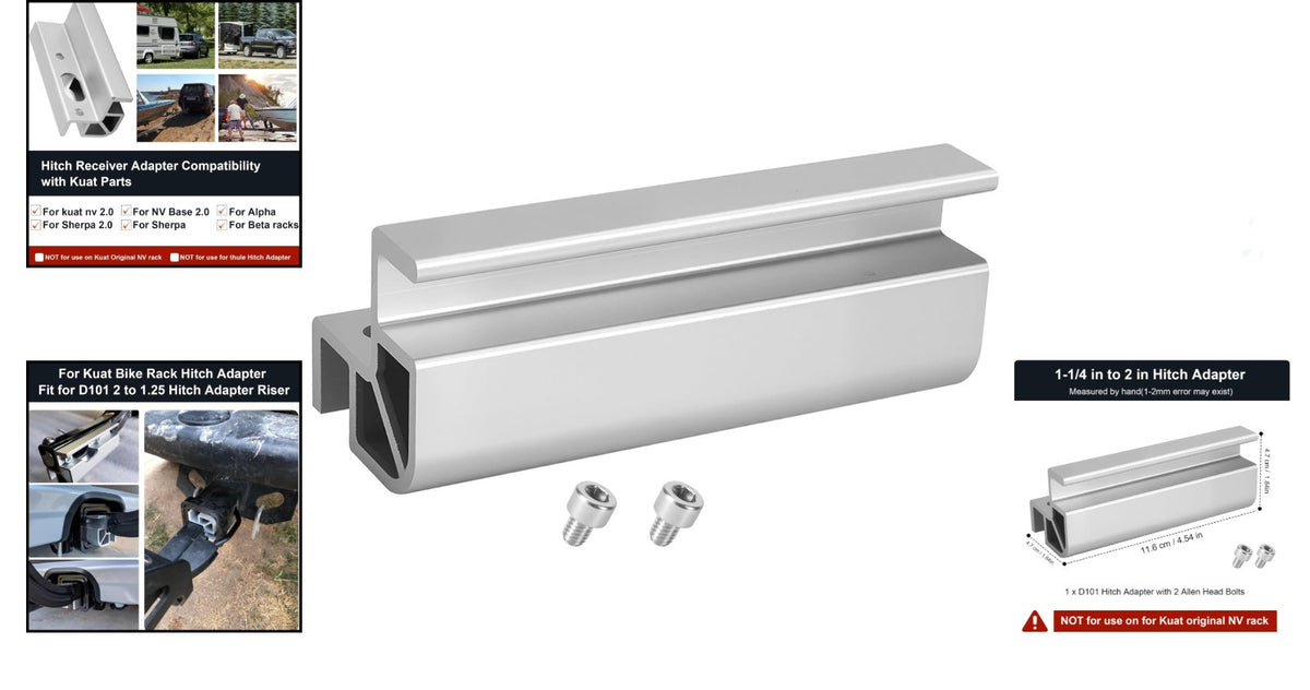 Bike Hitch Adapter 1.25 to 2 Inch Aluminum for Bike Racks Compatibility