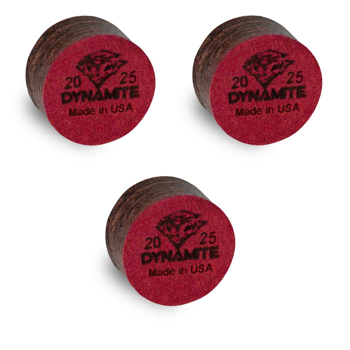 Laminated Pool Cue Tips (3 Pack) - Tiger Dynamite 7-Layer hard tip, 13/14 mm
