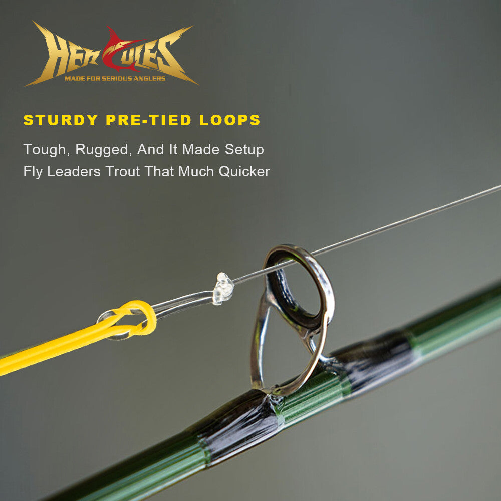 Pre-Tied Fly Fishing Leader Set with Tapered Design & Wallet - Multiple Lengths & Line Weights