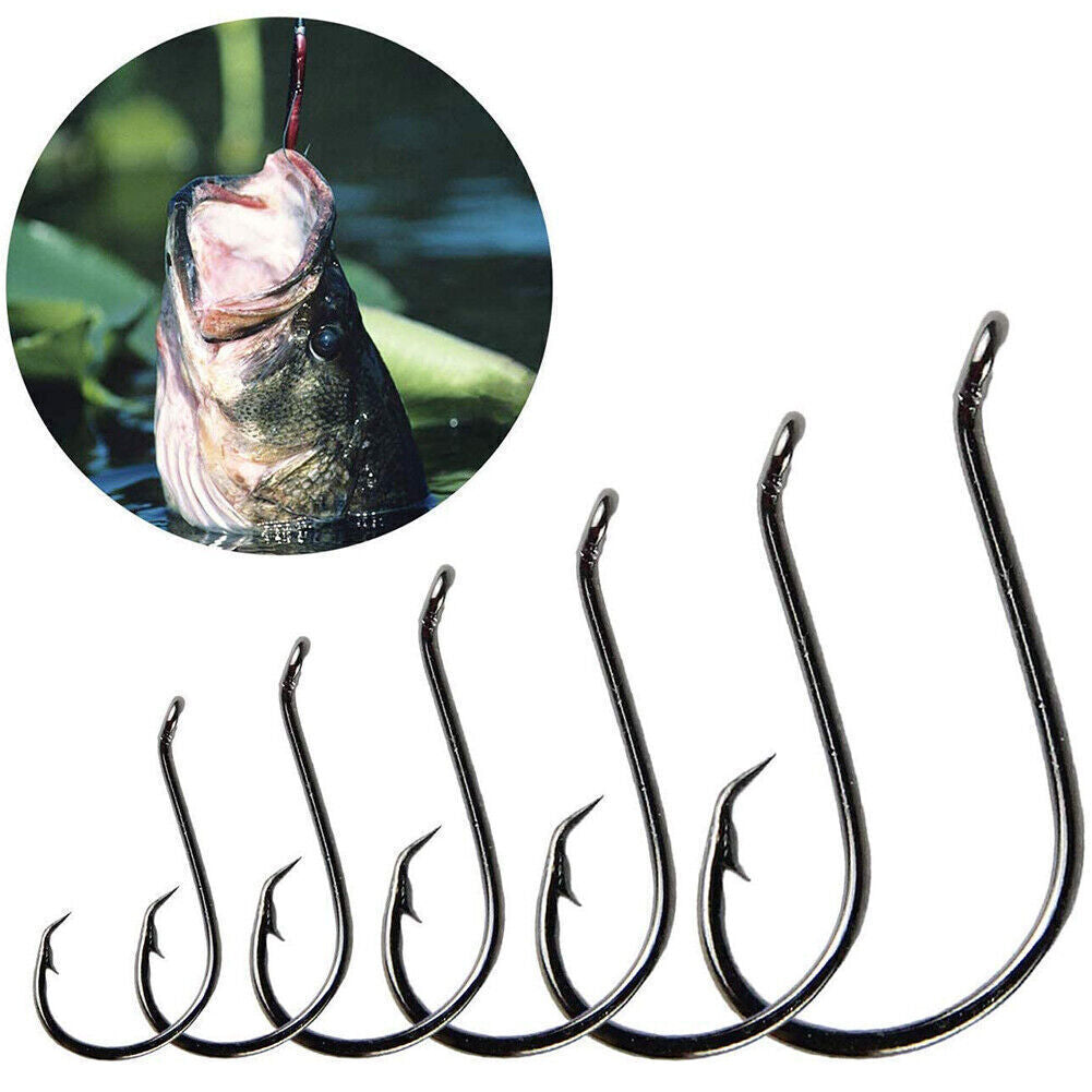 100pcs Circle Fishing Hooks - Ultra Sharp Carbon Steel Offset Hooks for Freshwater & Saltwater Fishing