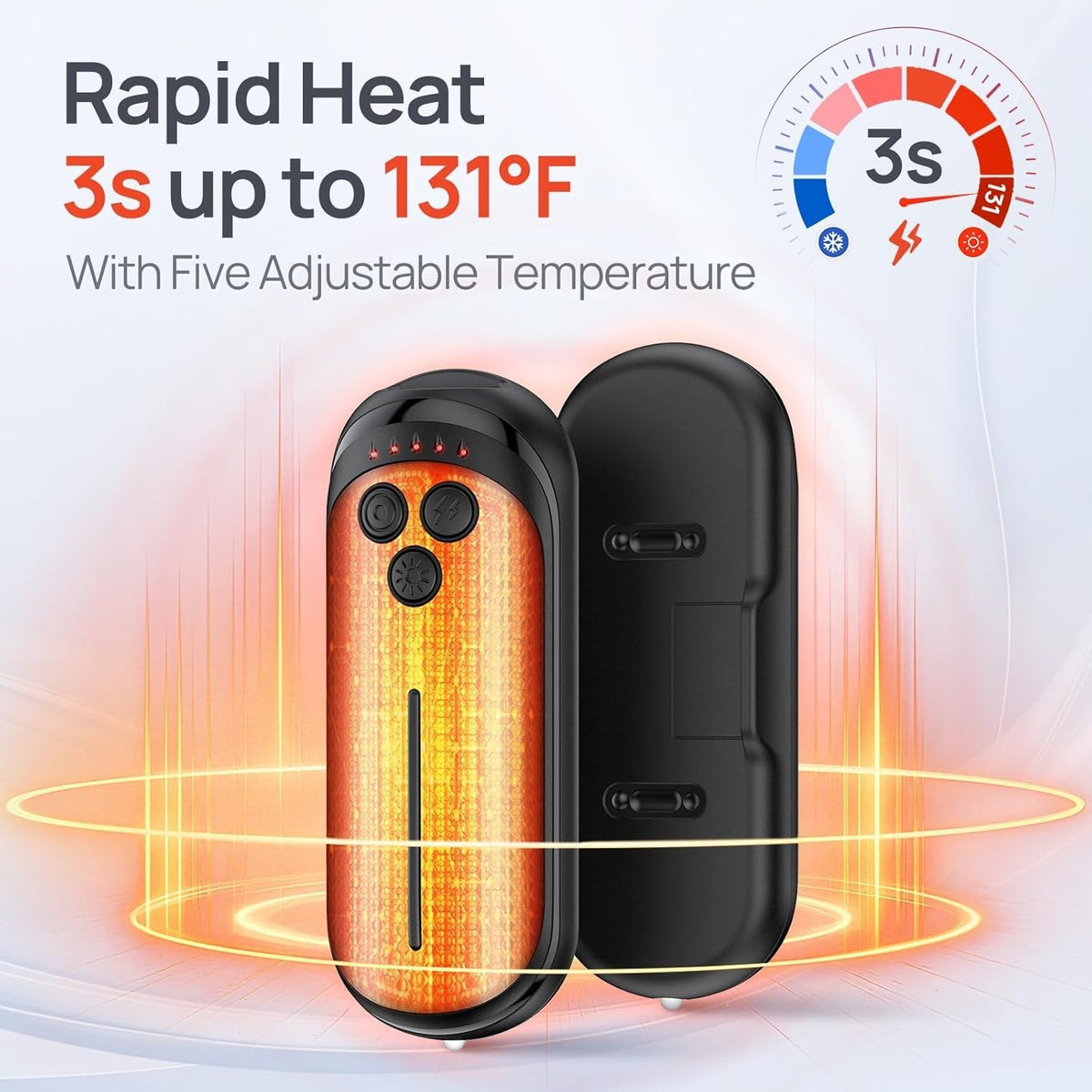 Rechargeable Hand Warmers 2 Pack with 6000mAh Power Bank for Winter