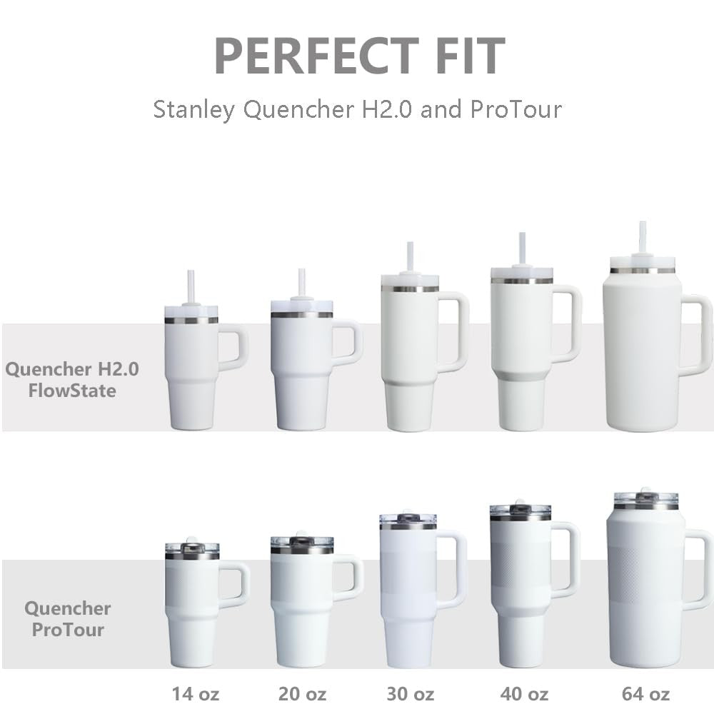 64 oz Leak Proof Flip Straw Lid for Stanley Quencher H2.0 & ProTour Tumbler
