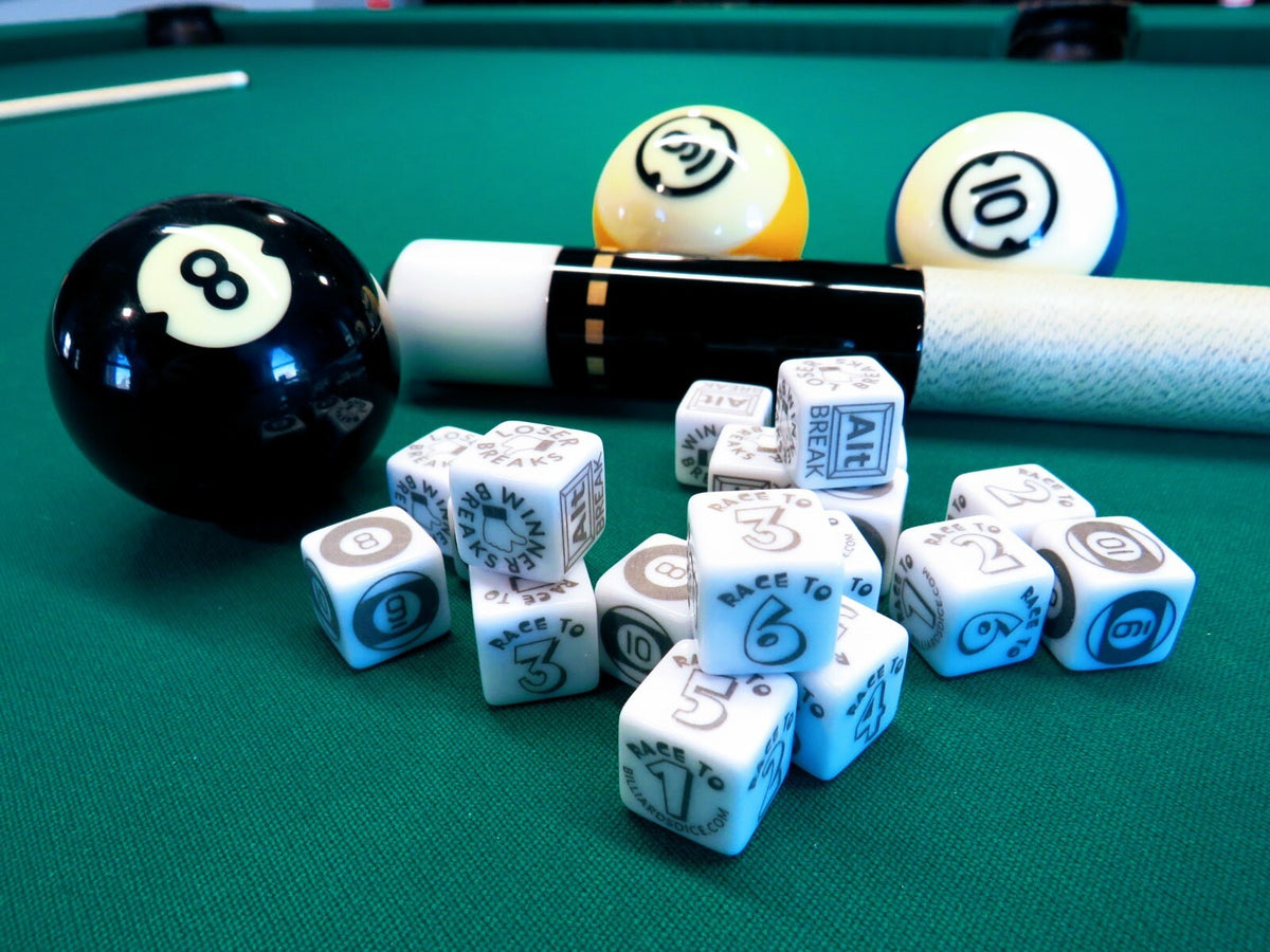 Billiard Bones Dice Game Set for Pool – Includes 3 Engraved Dice