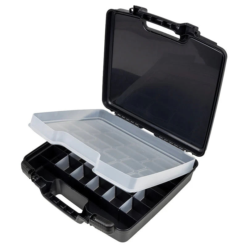 15 Black Storage Case with Removable Tray and Dividers for Organizing