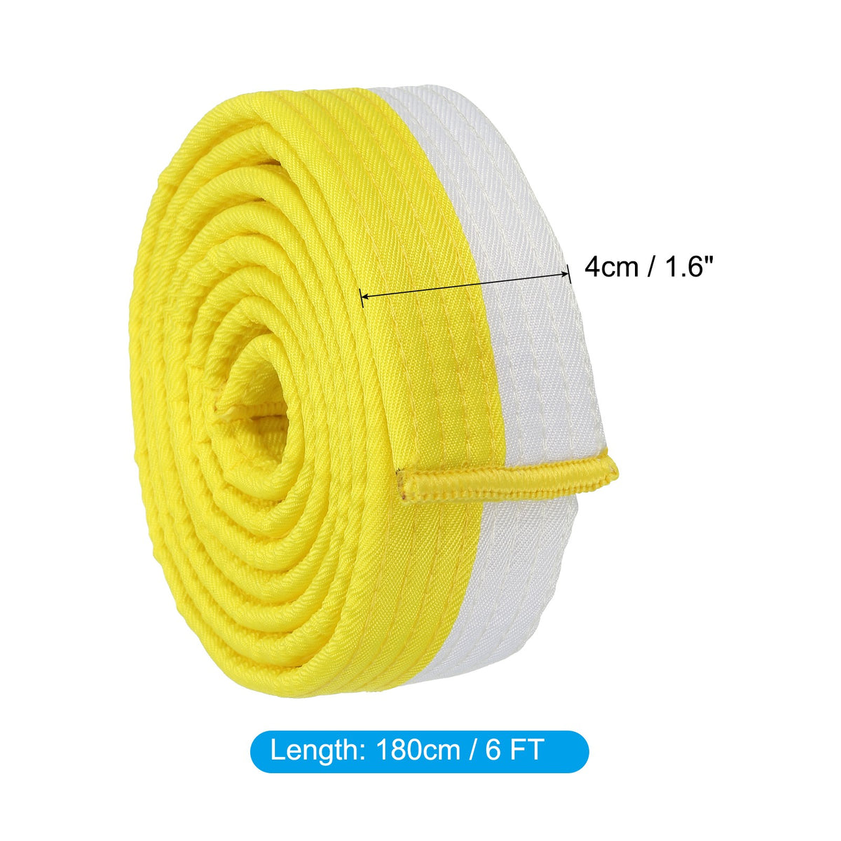 Martial Arts Belts for Taekwondo Training and Ranks - White Yellow Polyester 6Ft