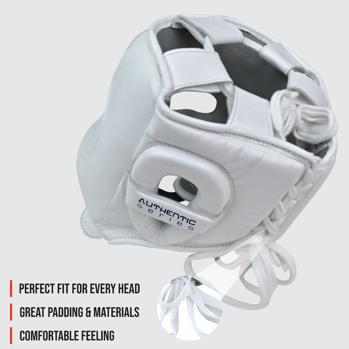 Sparring Headgear - Leather Boxing Headgear for MMA Muay Thai Karate Taekwondo, White, S/M & L/XL