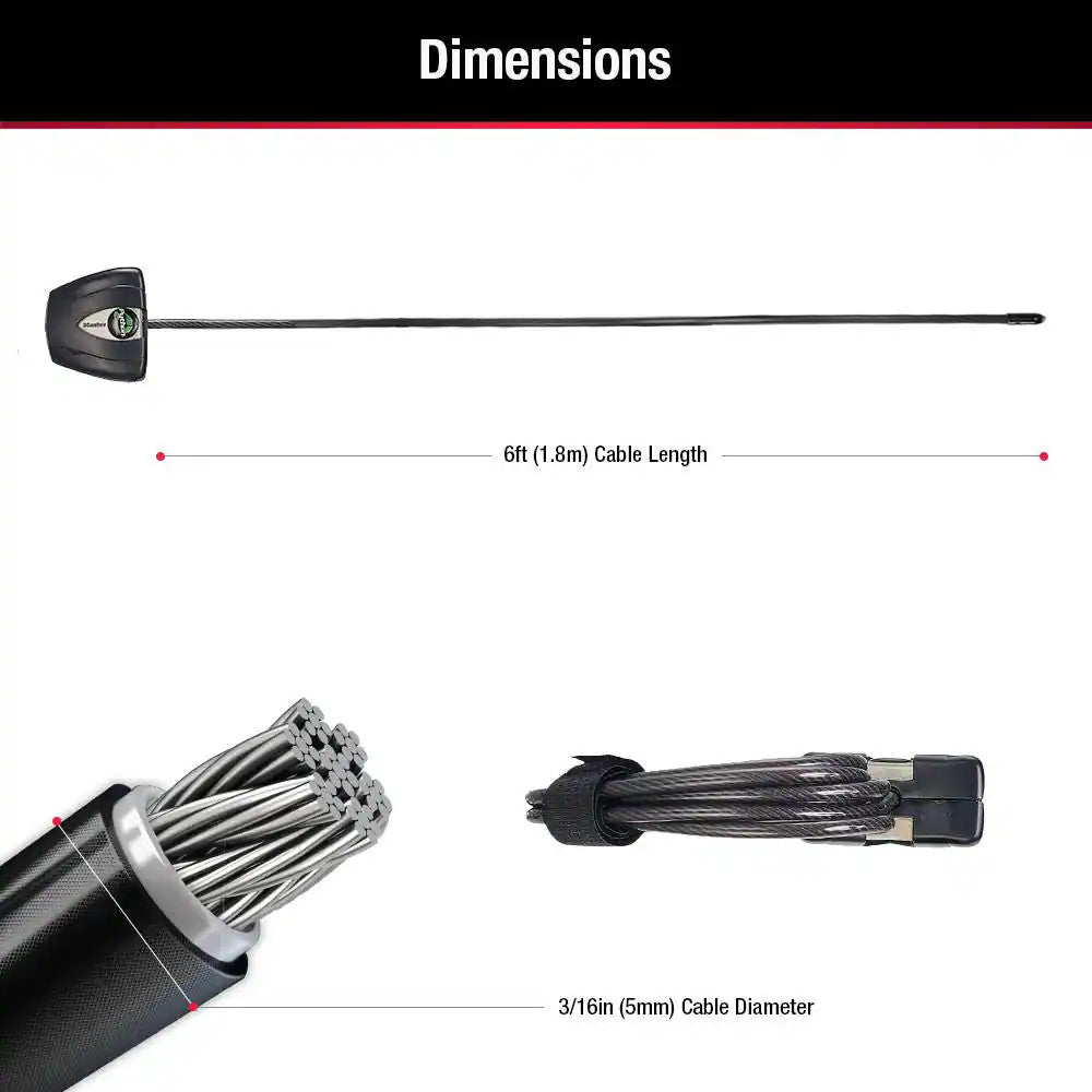 Adjustable 6 Ft. Steel Cable Lock with Key for Security