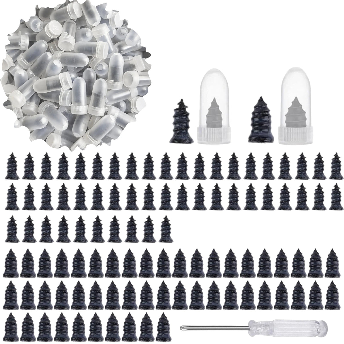 100Pcs Tire Repair Rubber Nails Kit with Screwdriver for Puncture Fix