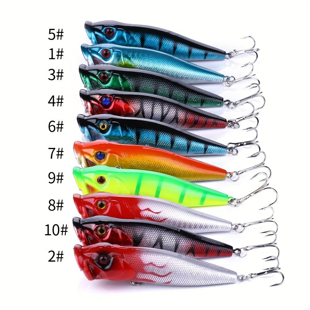 10pcs Fishing Lures Set with 3D Eyes Topwater Crankbaits Wobblers
