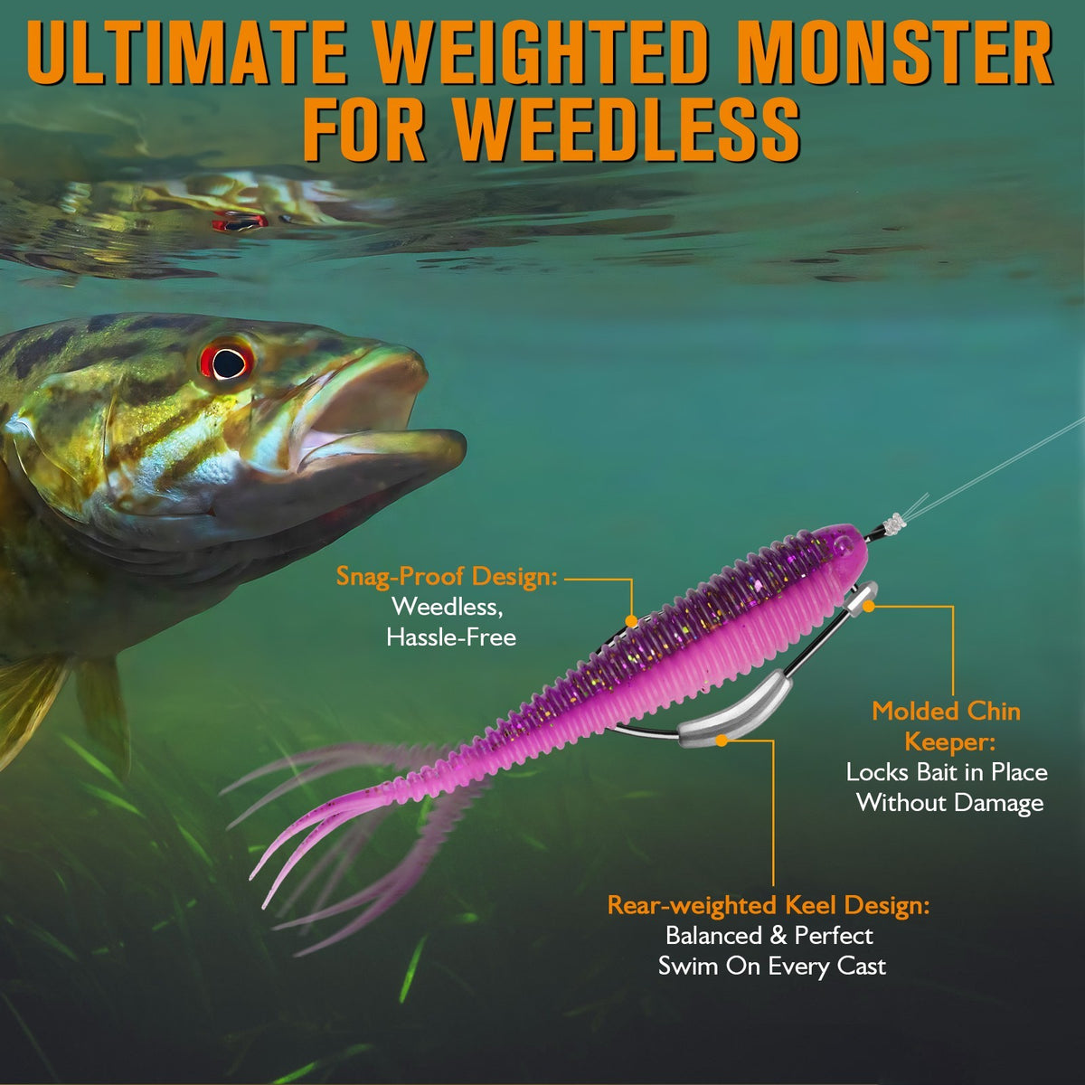 Weighted Swimbait Hooks Kit for Weedless Fishing - Multiple Sizes