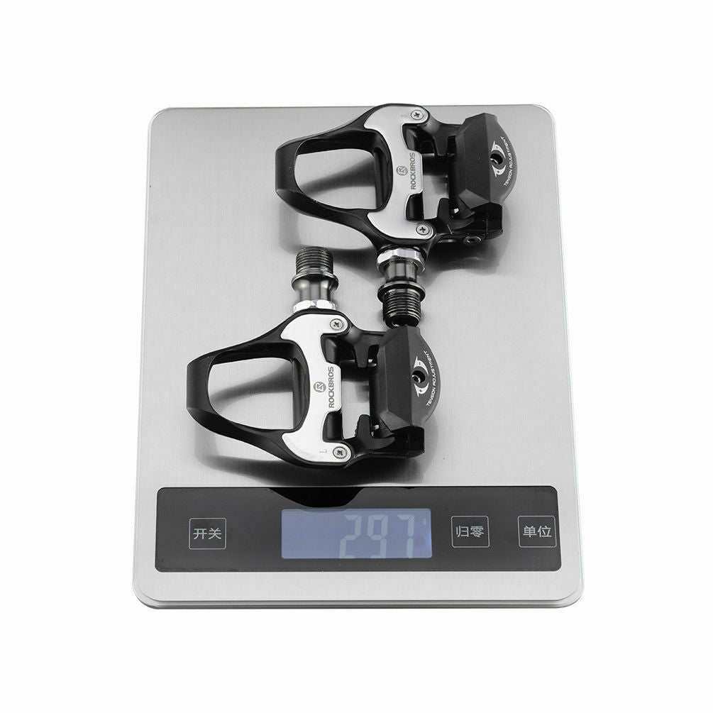 Road Bike Clipless Pedals with SPD-SL Cleats - Self-Locking Aluminum Alloy