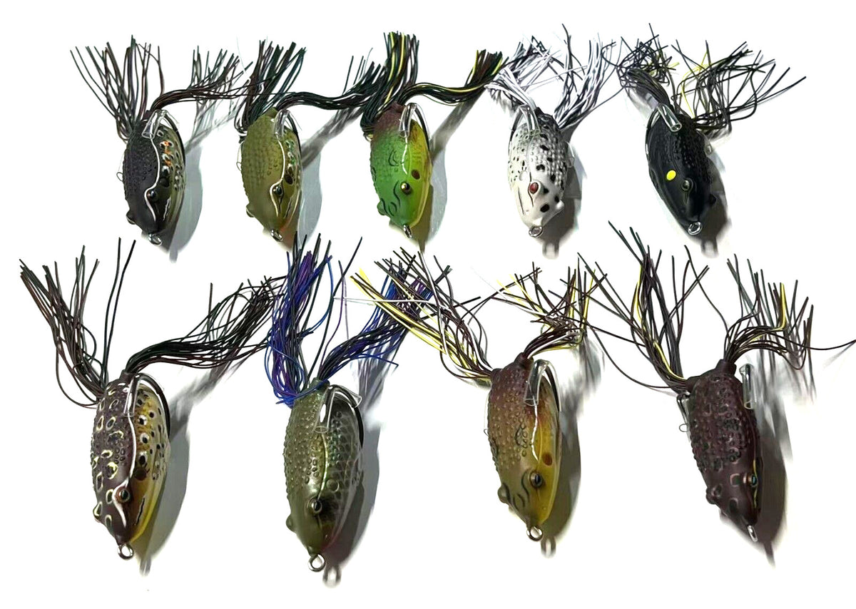 Bass Fishing Frog Lure - Eco Toad Hollow Body Soft Rubber Bait with Hooks