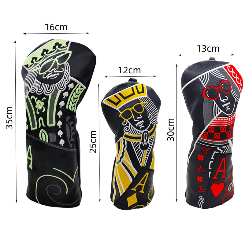 Golf Club Head Covers Set - Wood, Driver, Fairway, Hybrid, PU Leather