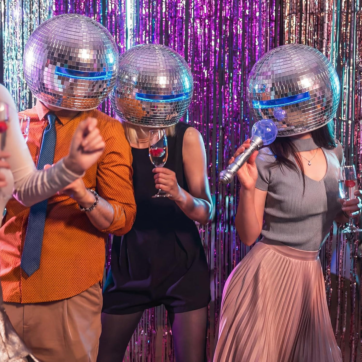 Disco Ball Helmet Adult Glitter Costume Hat for Party & Celebration