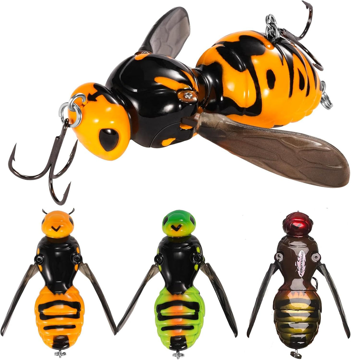 Topwater Fishing Lure Set for Bass Pike Walleye - 3 Piece Wasp Baits