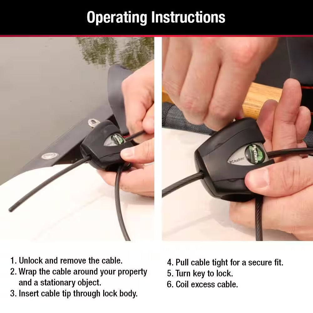 Adjustable 6 Ft. Steel Cable Lock with Key for Security