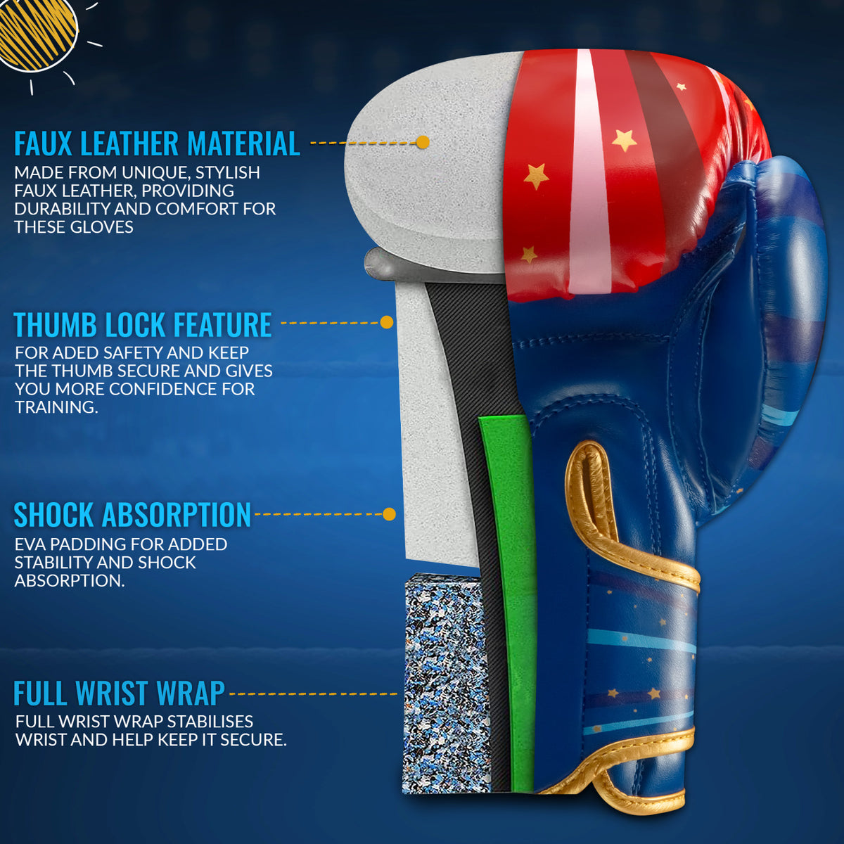 Kids Boxing Gloves & Hand Wrap Set for MMA Kickboxing Training