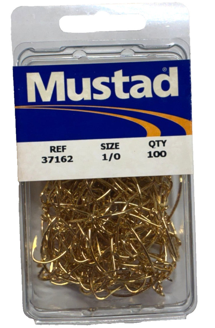All Purpose Wide Gap Kahle Fishing Hooks - Size 1/0, Gold, 100 Pack