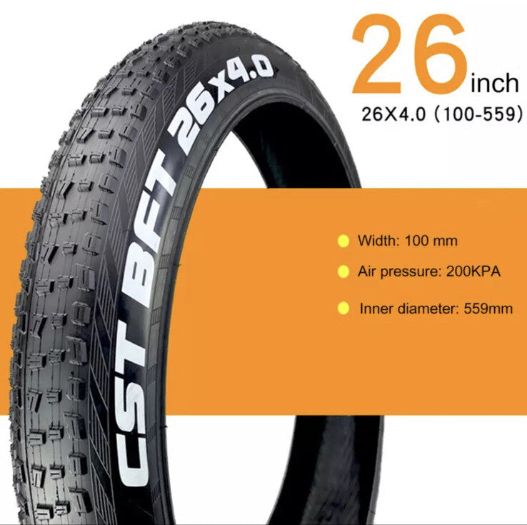 26x4 Inch Bicycle Fat Tire for Electric Bikes - CST BFT Snow Beach Tire