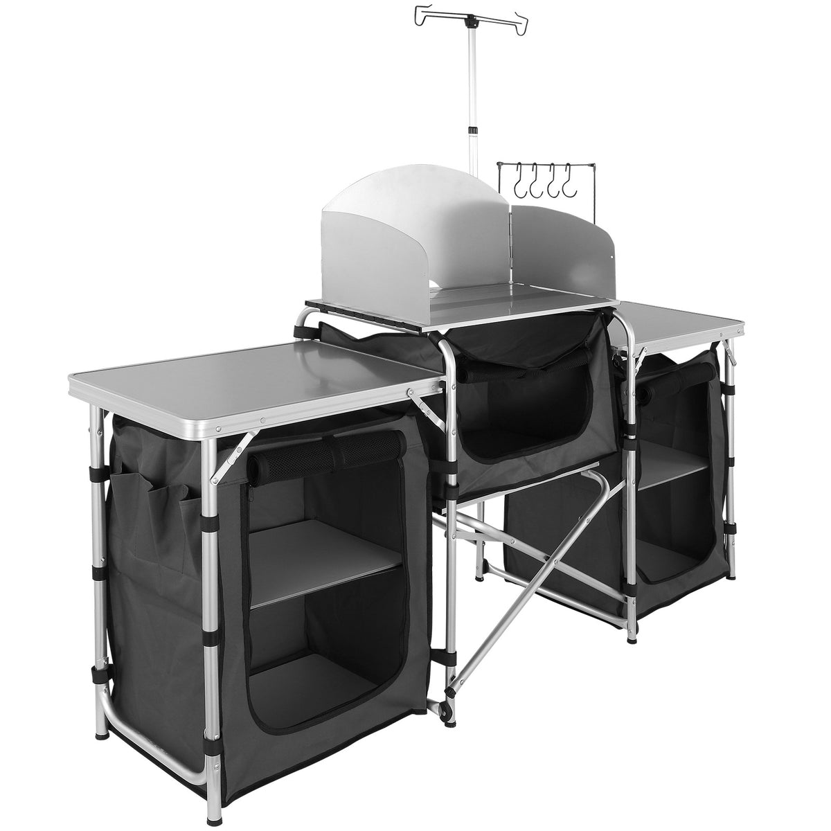 Portable Camping Kitchen Table with Storage - Lightweight Outdoor Folding Table