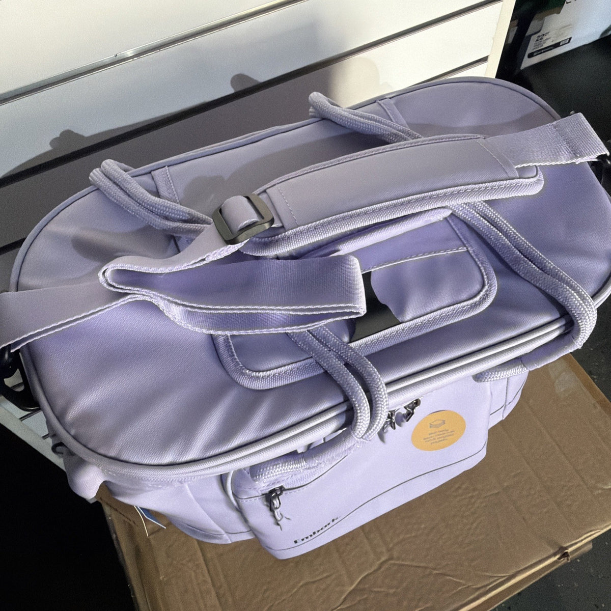 Portable Soft-Sided Cooler Bag with Lavender Fabric and Front Pocket