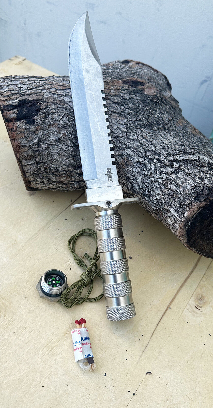 14-Inch Survival & Tactical Hunting Knife with Stainless Steel Blade, Built-in Compass
