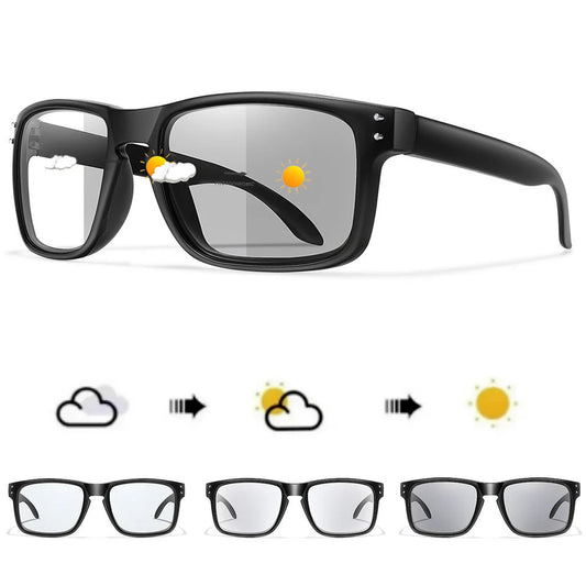 Photochromic Cycling Sunglasses Unisex Square Goggle Windproof Outdoor Sport