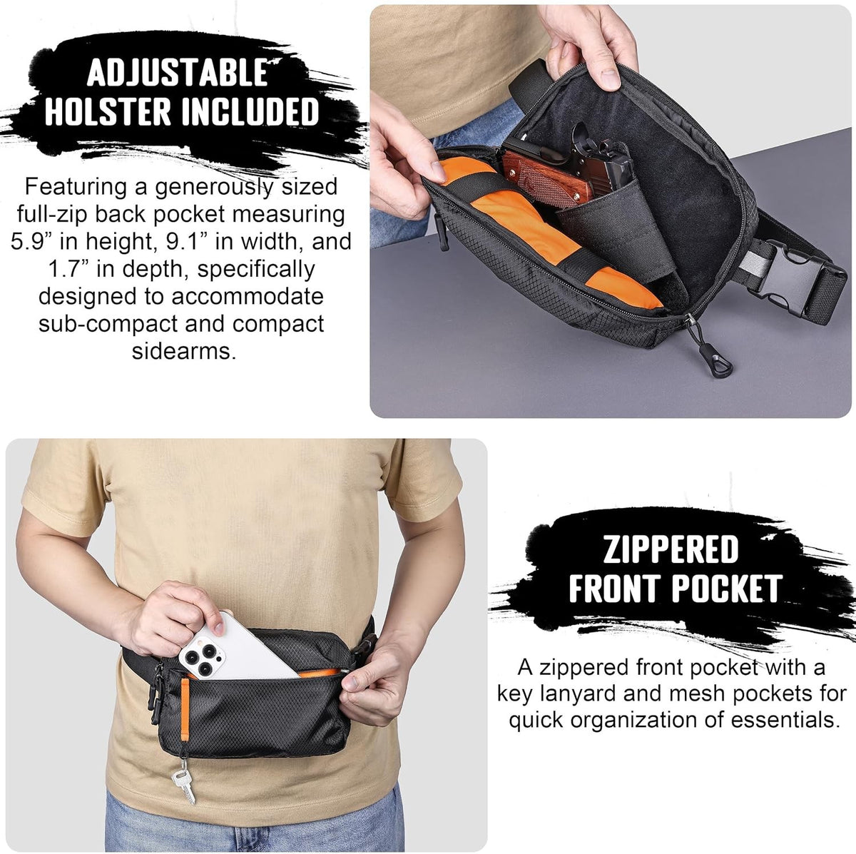 Concealed Carry Fanny Pack with Holster - Tactical Waist Bag for Gun