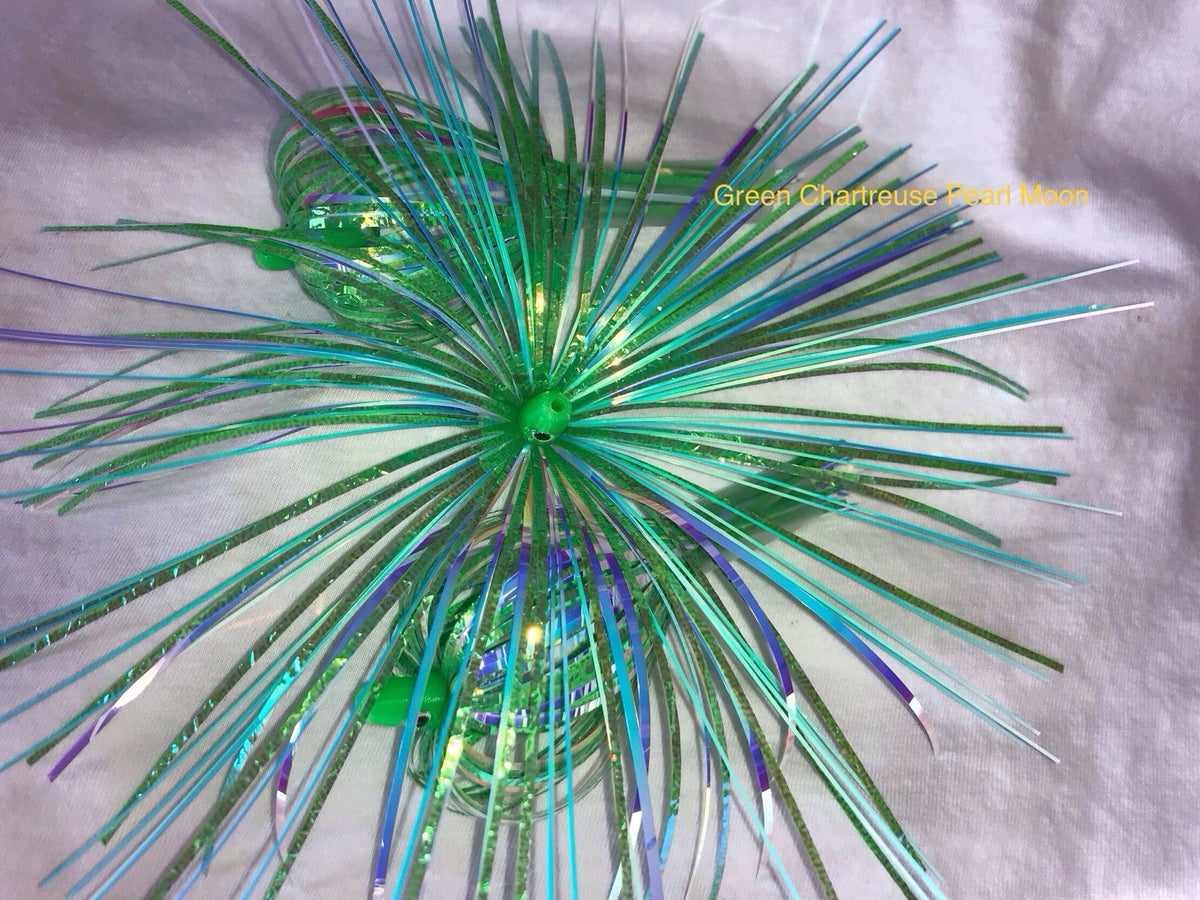 Salmon Trolling Flies Pack of 3 - Unrigged 4 Inch Green Chartreuse Pearl