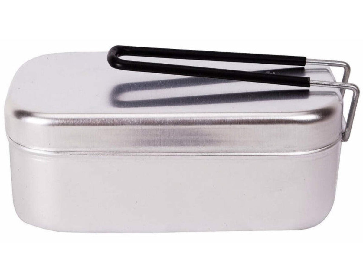 Swedish Aluminum Mess Tin with Folding Handle for Camping & Survival