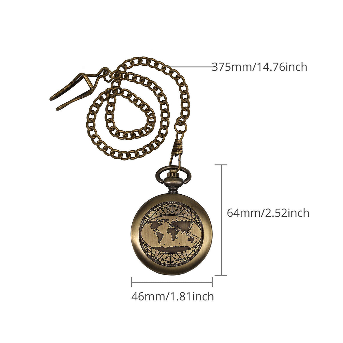 Outdoor Camping Hiking Brass Pocket Compass with Chain and Bag