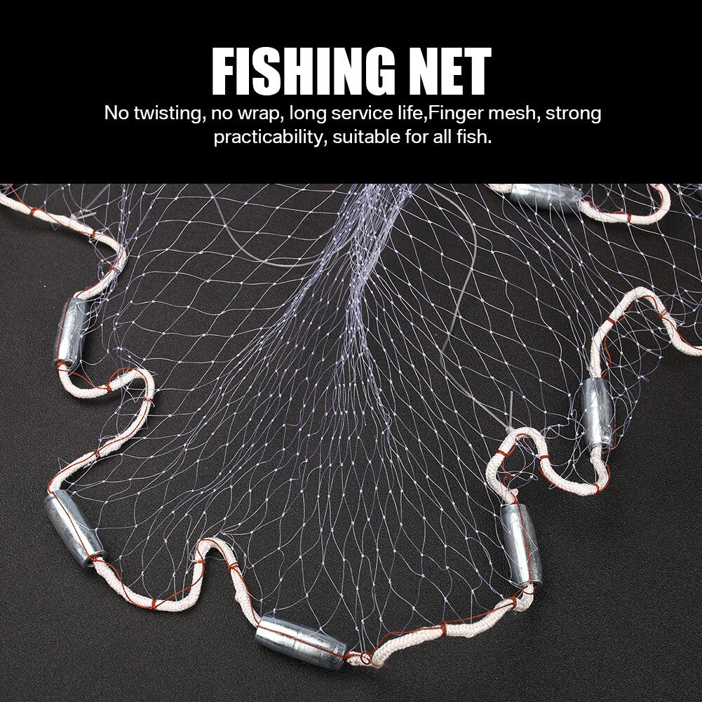 Heavy Duty Fishing Cast Net - Strong Nylon Bait Trap for Sea Lake Pond & River Fishing