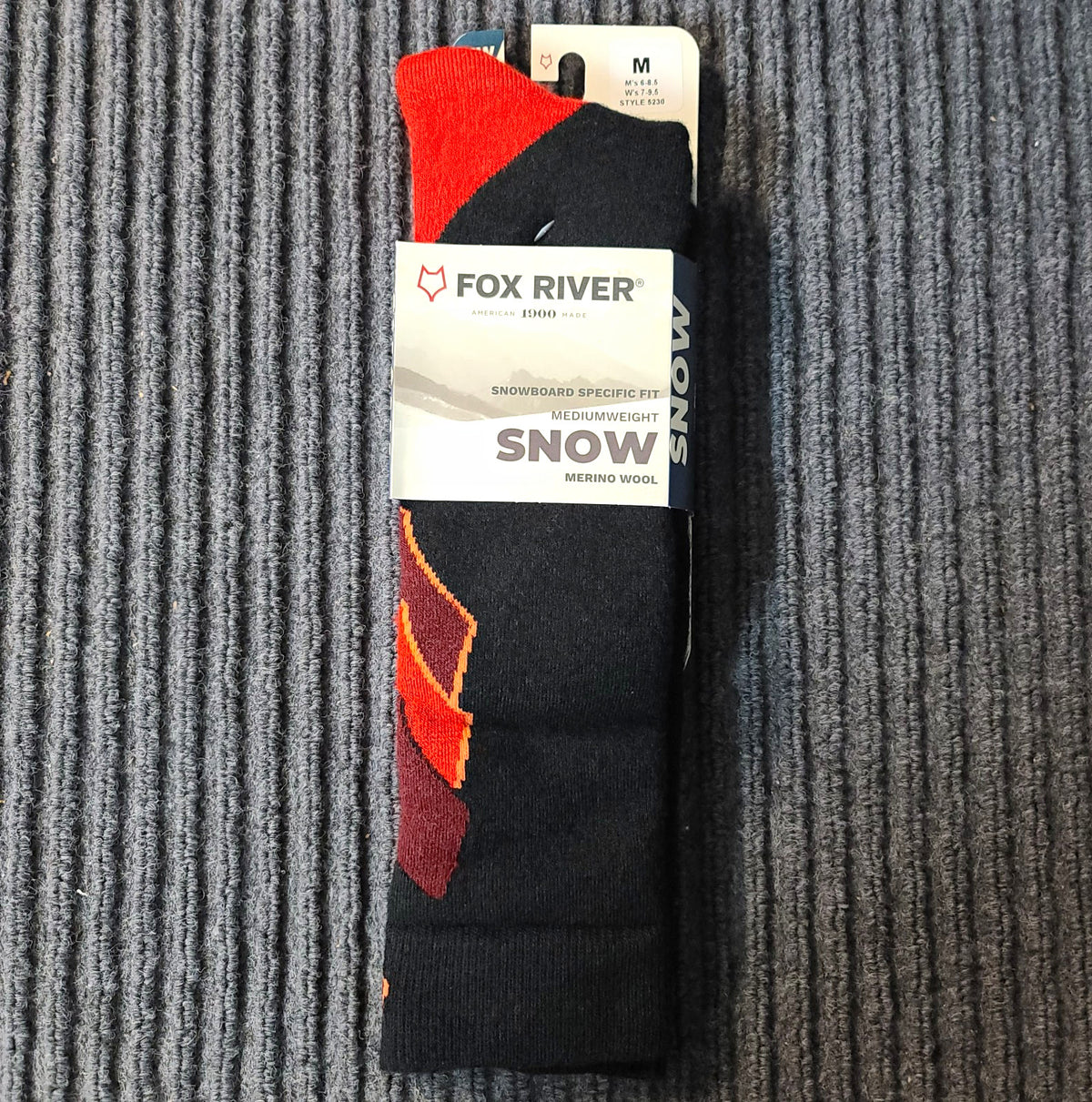 Merino Wool Snowboard Socks Medium Weight OTC with Cushioned Support - Black/Red