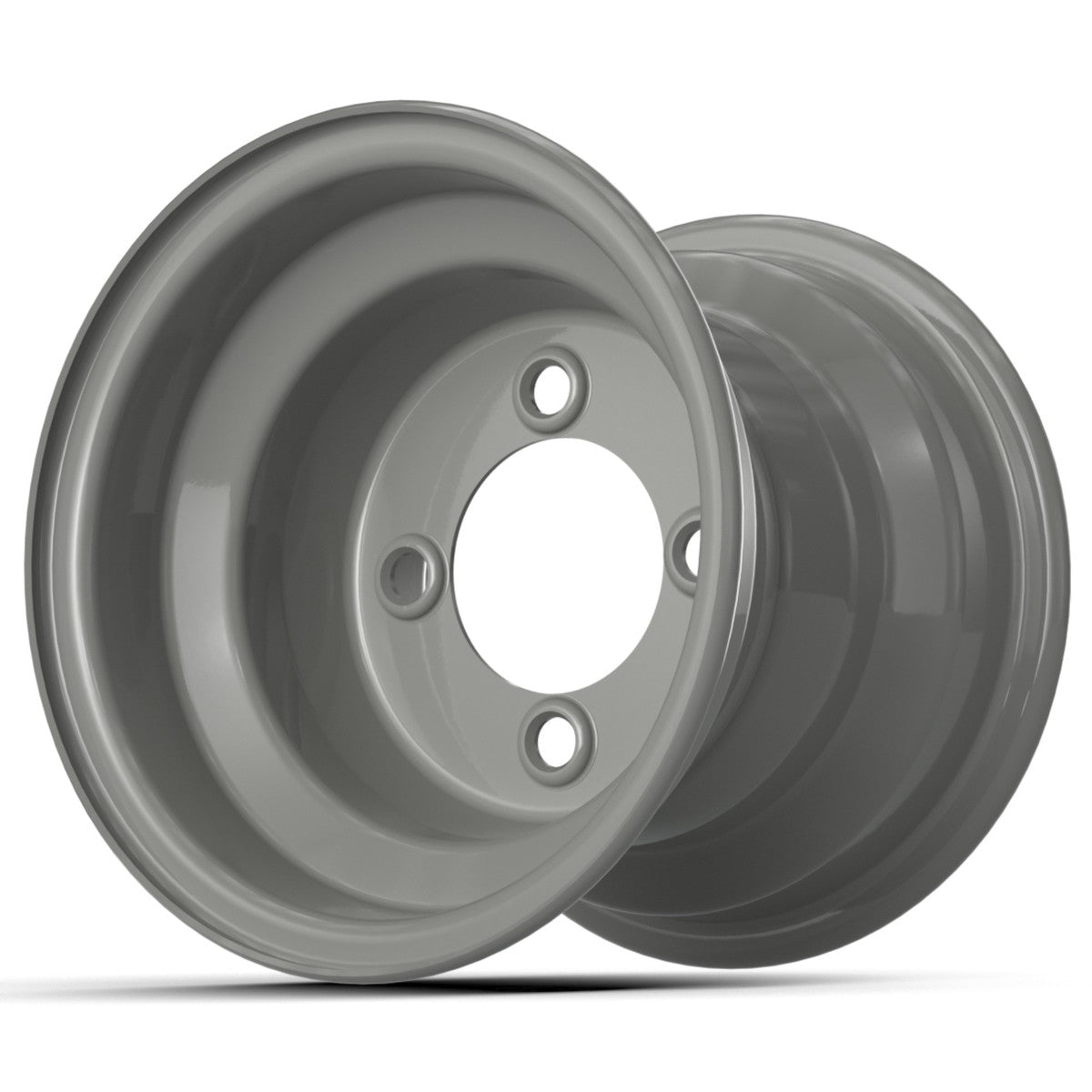 8-Inch Steel Golf Cart Wheel - Grey, Centered, 4x101.6mm Bolt Pattern